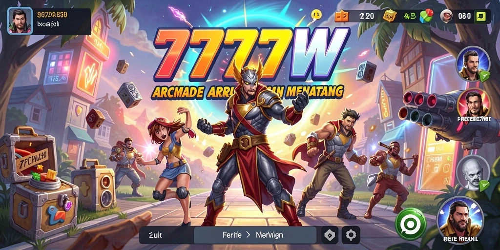 Screenshot utama 7777W menunjukkan aksi gameplay yang seru dan menantang.