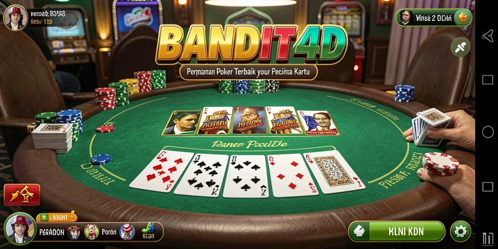 Screenshot gameplay BANDIT4D menampilkan aksi seru permainan Poker.