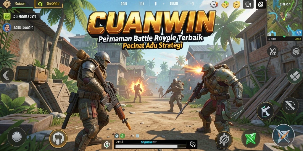 Screenshot CUANWIN menunjukkan intense gameplay di arena Battle Royale.