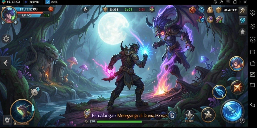 Tampilan gameplay FILTER303 yang menakjubkan dan penuh petualangan.