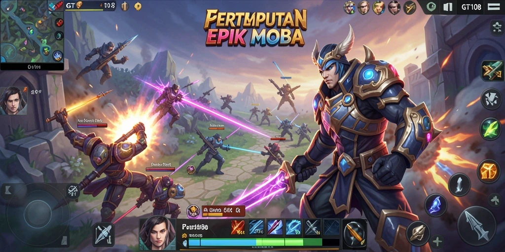 Gameplay MOBA yang seru dan kompetitif di GT108.