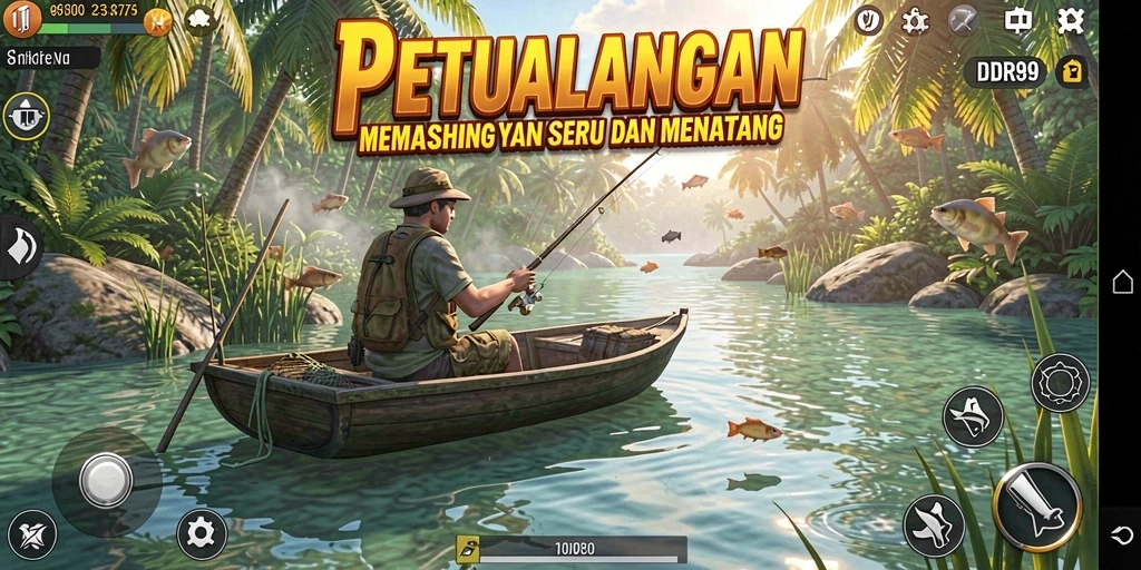 Screenshot gameplay <strong>IDR89</strong> menampilkan aksi seru saat memancing dengan detail yang luar biasa.