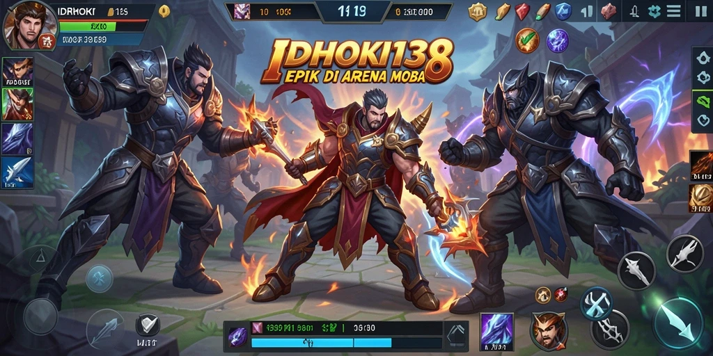Tangkapan layar gameplay seru IDRHOKI138 di arena MOBA.