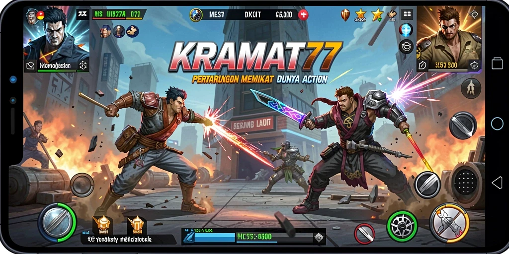 Gameplay KRAMAT77 menunjukkan pertarungan aksi mendebarkan.