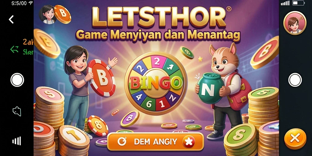 Tampilan screenshot utama LETSTHOR yang menunjukkan gameplay Bingo yang seru.