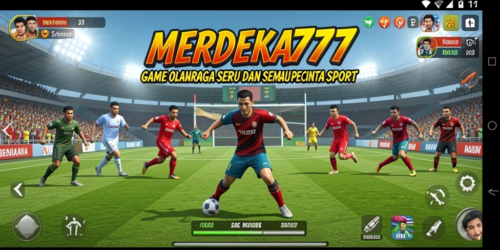Tangkapan layar gameplay MERDEKA777 dengan aksi penuh di lapangan.