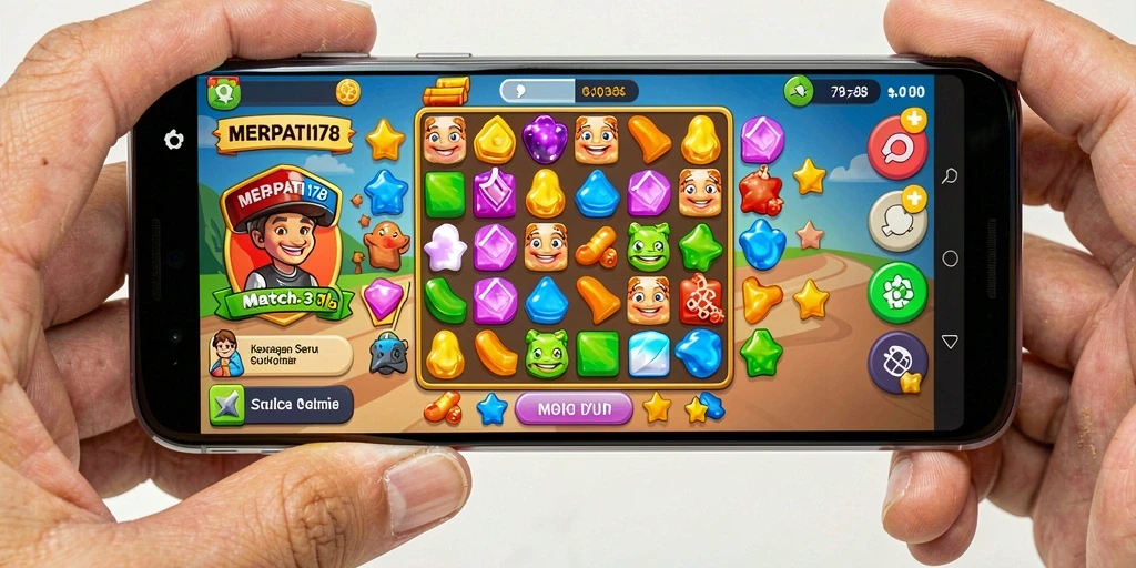 Tangkapan layar gameplay seru dari MERPATI178 yang menampilkan aksi match-3.