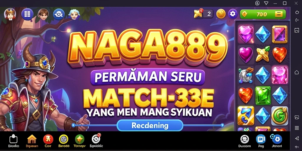 Tangkapan layar NAGA889 menampilkan gameplay Match-3 yang penuh warna dan seru.