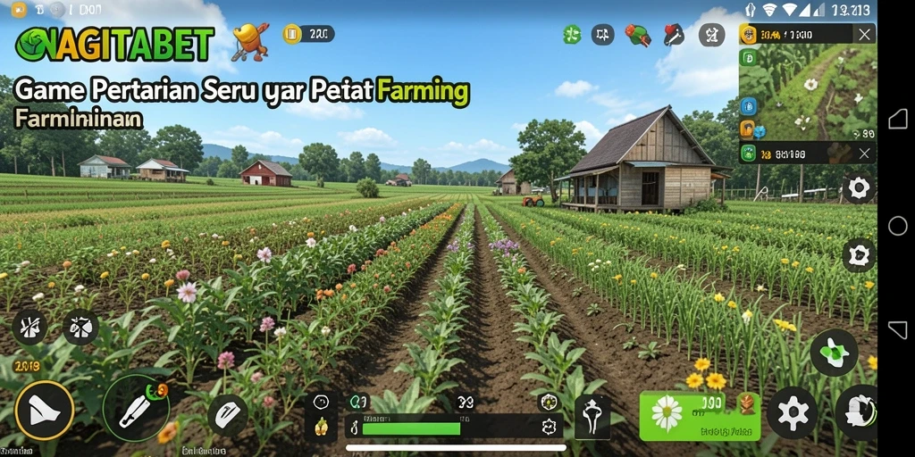 Tampilan gameplay seru di NAGITABET dengan kebun yang indah.