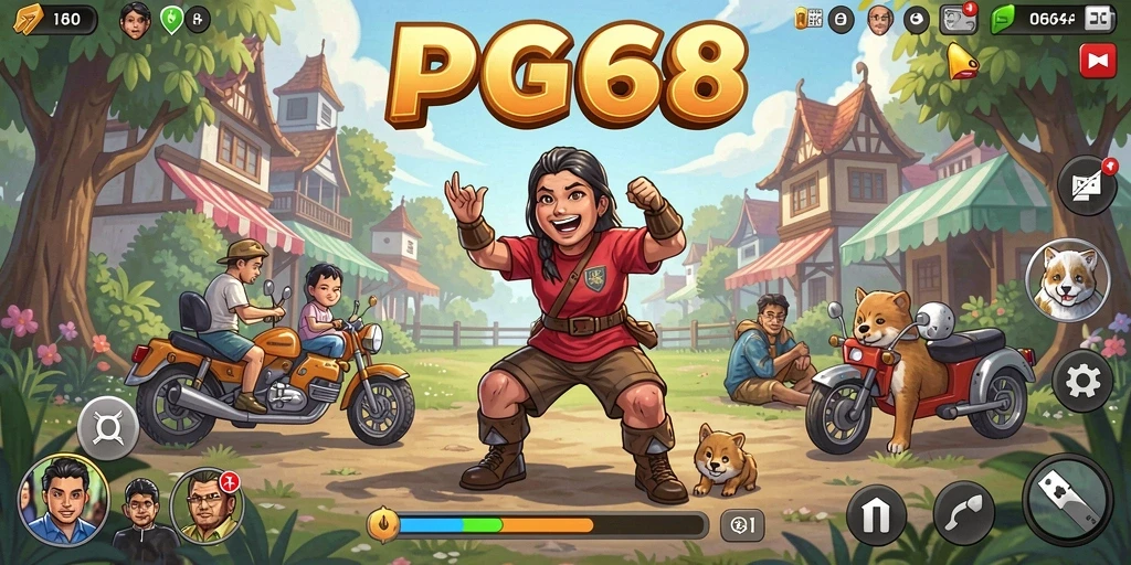 Tampilan gameplay seru dari PGG68 yang penuh warna.