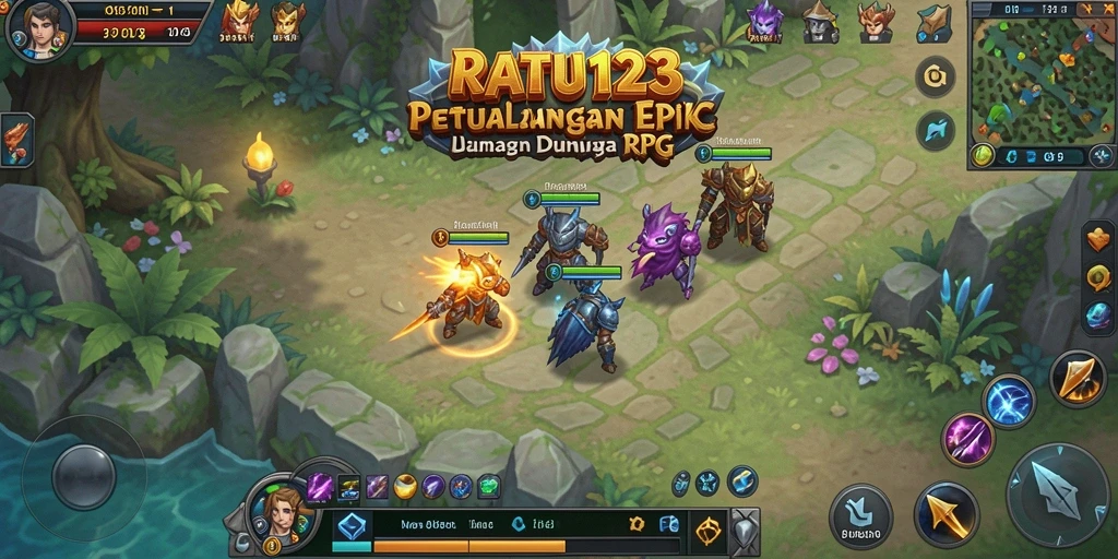 Tangkapan layar gameplay RATU123 yang menunjukkan pertempuran epik dalam dunia RPG.