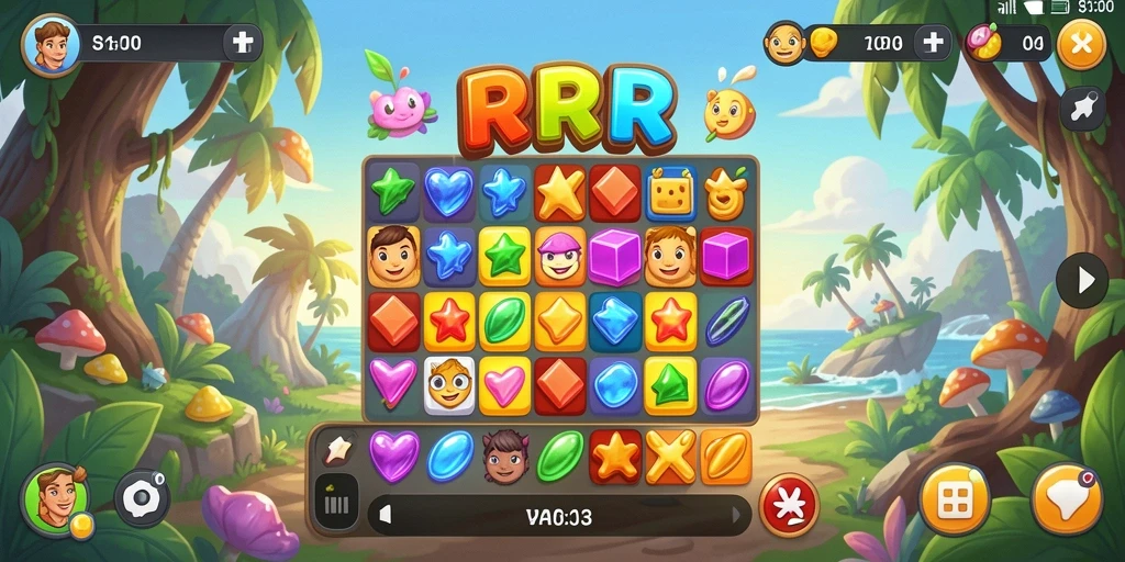 Screenshot gameplay RPRR menampilkan keseruan mencocokkan item.
