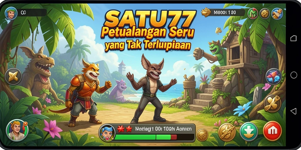 Screenshot utama SATU77 menampilkan aksi seru dalam gameplay petualangan.
