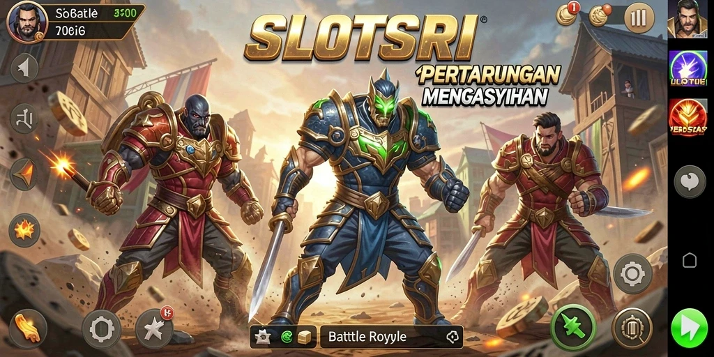 Tampilan gameplay seru dari SLOTSRI dengan aksi Battle Royale yang mendebarkan.