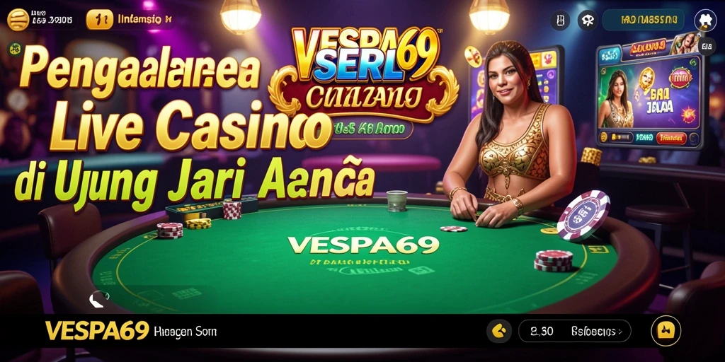 Screenshot VESPA69 menampilkan dealer langsung dan permainan kasino yang seru.