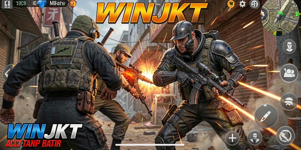 Tangkapan layar gameplay WINJKT menampilkan aksi pertarungan yang intens dan mendebarkan.