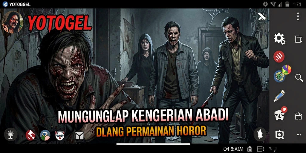 Screenshot gameplay <strong>YOTOGEL</strong> menunjukkan suasana angker dan menakutkan.